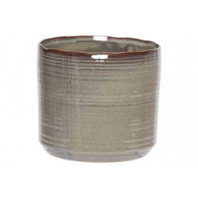 Cachepot Green Brun 10x10xh9,5cm Cylindr Ique Gres  Cosy @ Home