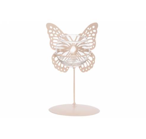 Papillons 1x Glass Cup D6,5-h5cm Peach 1 0x10xh18cm Rond Metal  Cosy @ Home