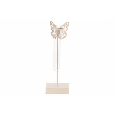 Vase Butterfly 1x Glass Tube D3,5-h15cm Peach 8x8xh24cm Rond Metal  Cosy @ Home