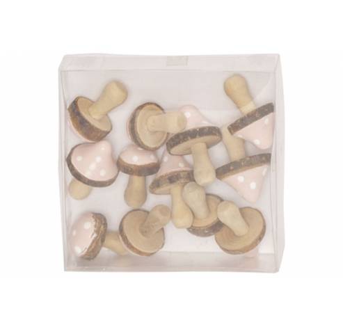 STROOIDECO SET12 MUSHROOM ROZE 3CM HOUT  Cosy @ Home