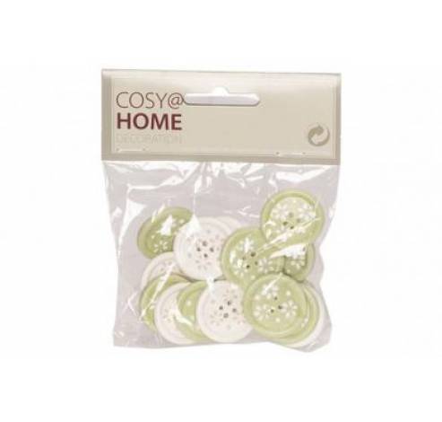 STROOIDECO SET12 BUTTONS GROEN WIT 2,5CM  Cosy @ Home