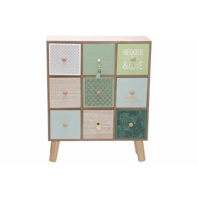 Ladenkast Share Happiness Groen 39,5x15, 4xh49,5cm Hout  Cosy @ Home