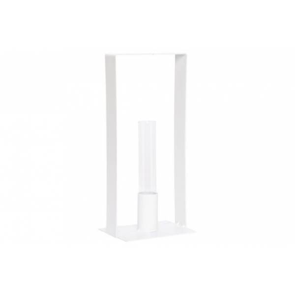 Staander 1x Glass Tube D2.5-h15cm Wit 11 X8xh25cm Rechthoek Metaal 