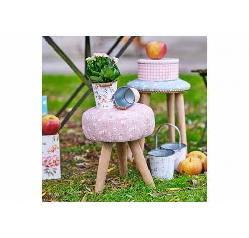 Kruk Flowers Roze 30x30xh35cm Rond Hout   Cosy @ Home