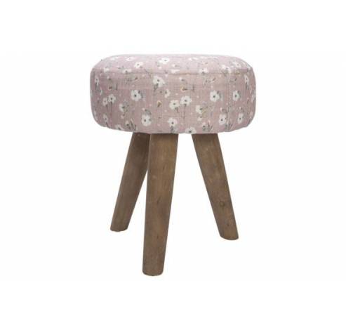 Tabouret Flowers Rose 30x30xh35cm Rond B Ois  Cosy @ Home