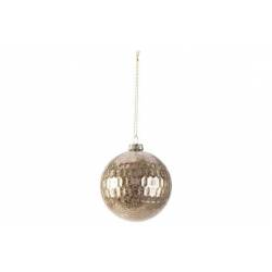 Kerstbal Gold Wash Relief Roze 8x8xh8cm Glas 