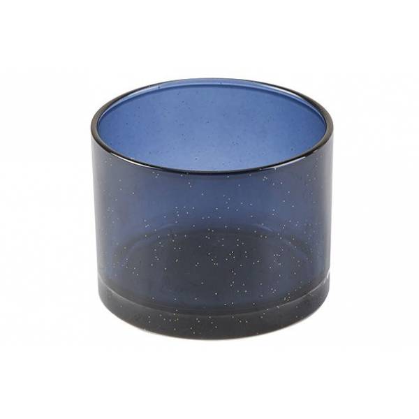 Theelichthouder Sparkle Donkerblauw 10x1 0xh7,7cm Rond Glas 