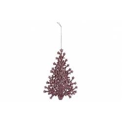 Hanger Kerstboom Glitter Roze 15x10cm Ku Nststof 