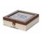 Theedoos Tea House Leather Brown Natuur 26,5x15,5xh9cm Hout 