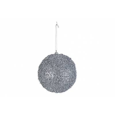 Boule Noel Glitter Argent D12cm Plastic   Cosy @ Home