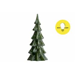 Cosy @ Home Arbre De Noël Led Incl2xaabatt  Vert 13x 12,5xh28,5cm Rond Ceramique 