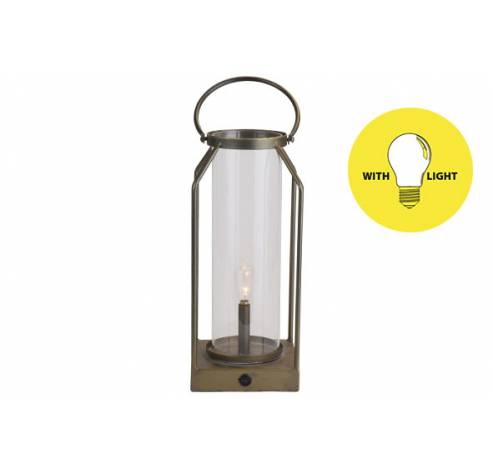 Lamp Lantern Goud 14x14xh33,5cm Metaal Excl. 2aa Batt.  Cosy @ Home
