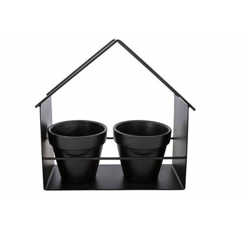 Rack Deco House X2 Pots D10-h9cm Noir 24 ,5x10xh24cm Metal  Cosy @ Home