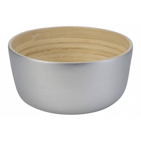 Bowl Zilver 20x20xh10cm Rond Bamboe  