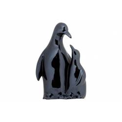 Pinguin With Child Midnight Glazed Blauw  8,7x5,5xh13,7cm Andere Keramiek 