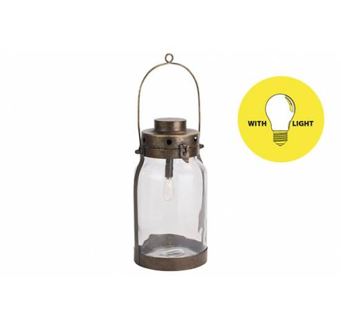 Lamp Lantern Goud 16,5x16,5xh32cm Metaal Excl. 2aa Batt.  Cosy @ Home