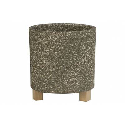 Cachepot Rough On Feet Vert Mousse D18 18x18xh16cm Cylindrique Gres  Cosy @ Home