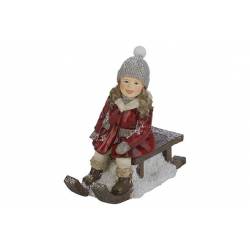 Cosy @ Home KIND ON SLED ROOD WIT 12,5X6,5XH11,8CM R 