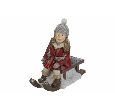 KIND ON SLED ROOD WIT 12,5X6,5XH11,8CM R  Cosy @ Home