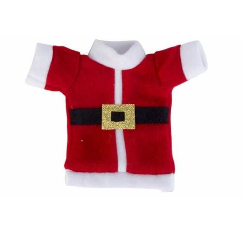 Bestekzakje Santa Costume Rood Wit 10x1x H15cm Textiel  Cosy @ Home