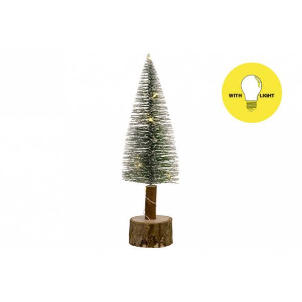 Kerstboom Snowy Led Groen 7x7xh27cm Kunststof Incl 3 Lr44 Batt 