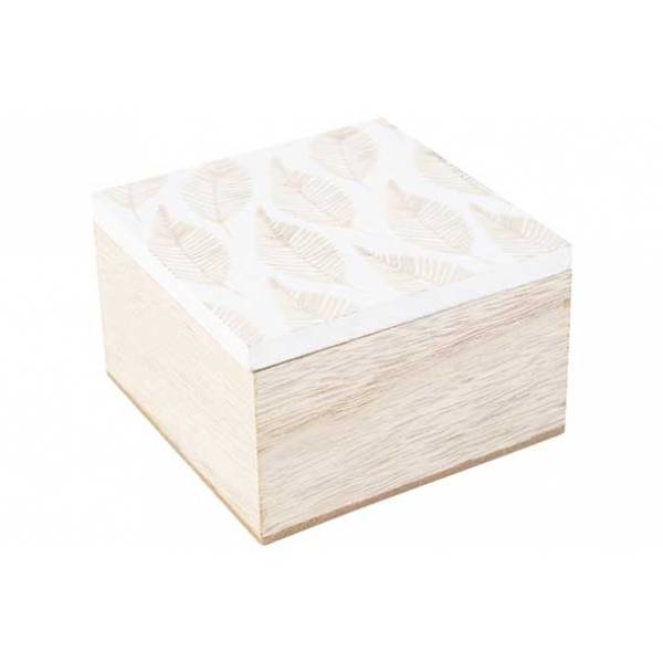 Doos Leafs White Natuur 10x10xh6,5cm Hou T 