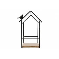 Decorek House 1 Bird Zwart D60 16,5x10,5 Xh24,5cm Metaal 