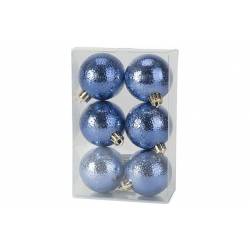 Cosy @ Home KERSTBAL SET6 RINGS DONKERBLAUW D6CM 