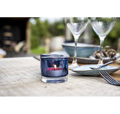 Theelichthouder Set12 Transparant Blauw D6.5xh6cm In Display  Cosy @ Home
