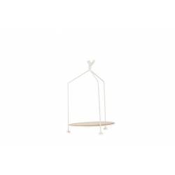 Cosy @ Home Plateau Op Voet With Wood Bird Deco Wit 24,5x24,5xh36cm Metaal 