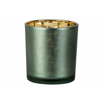 Theelichthouder Labyrinth Gold Groen D7x H8cm Glas  Cosy @ Home