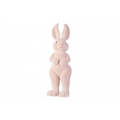 Lapin Flocked Rose 12x12xh43cm Plastic   Cosy @ Home