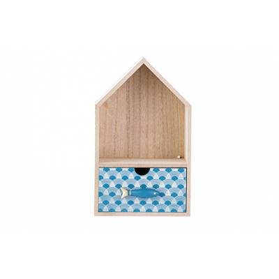 Kastje Fish Blue Natuur 15x11xh25cm Hout   Cosy @ Home