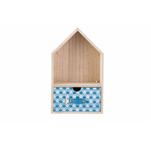 Kastje Fish Blue Natuur 15x11xh25cm Hout   Cosy @ Home