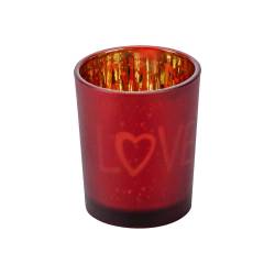 Cosy @ Home Bougeoir Love Gold Rouge D5,5xh7cm Verre  