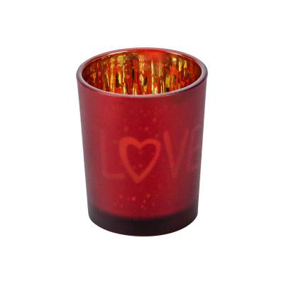 Theelichthouder Love Gold Rood D5,5xh7cm  Glas  Cosy @ Home