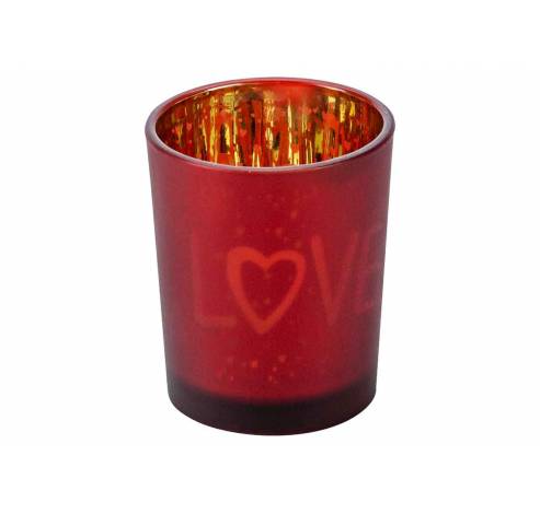 Theelichthouder Love Gold Rood D5,5xh7cm  Glas  Cosy @ Home