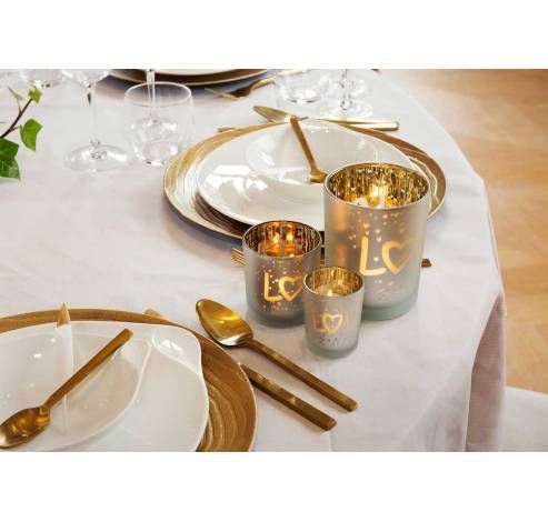 Theelichthouder Love Gold Wit D5,5xh7cm Glas  Cosy @ Home