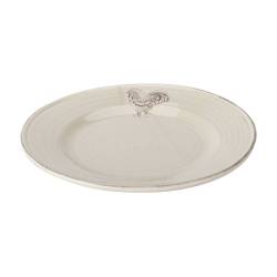 Cosy @ Home Assiette Rooster Foodsafe Beige 22x22cm Rond Gres 