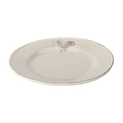 Assiette Rooster Foodsafe Beige 22x22cm Rond Gres  Cosy @ Home