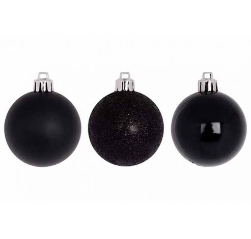 Boule Noel Set12 Mix Noir D6cm Plastic   Cosy @ Home