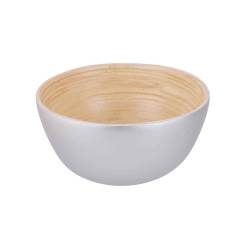 Bowl Zilver 10x10xh5cm Rond Bamboe  