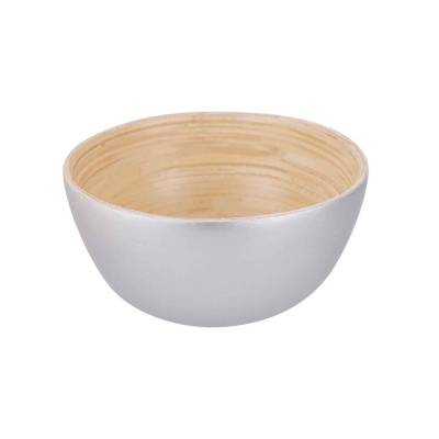 Bowl Zilver 10x10xh5cm Rond Bamboe  