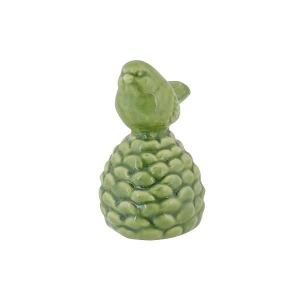 Vogel On Cone Pearl Groen 6,2x5xh8cm Aar Dewerk 