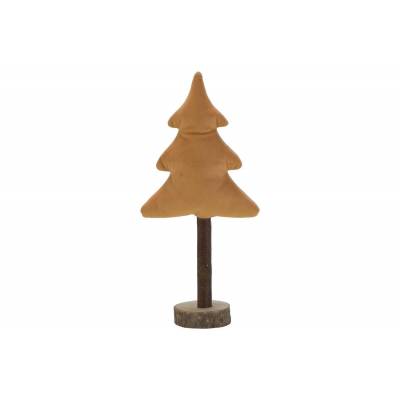 KERSTBOOM VELOURS WOOD BASE CARAMEL 30X1  Cosy @ Home