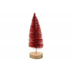 Kerstboom Glitter Wood Base Rood 7x7xh20 Cm Kunststof 