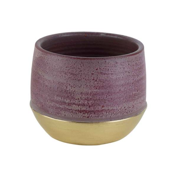 Bloempot Gold Border Bottom Aubergine 18 X18xh14cm Rond Aardewerk 