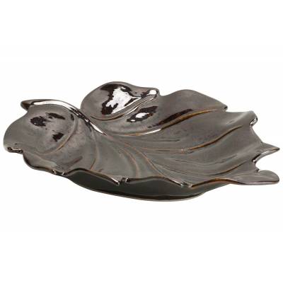Coupe Leaf Glazed Brun 42,5x36xh4cm Allo Nge Gres  Cosy @ Home