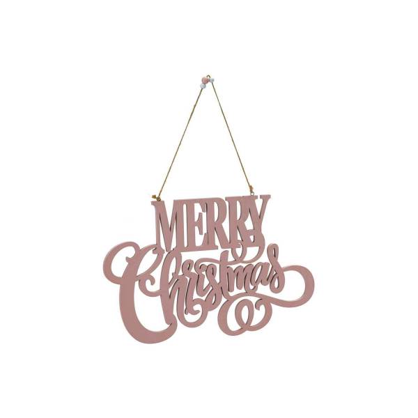 Hanger Merry Christmass  Lichtroze 34,5x 22,5xh,6cm Hout 