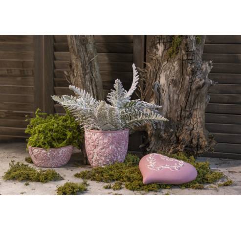 Ornament Decorated Oud Roze 17,5x16xh5,5 Cm Hart Cement  Cosy @ Home